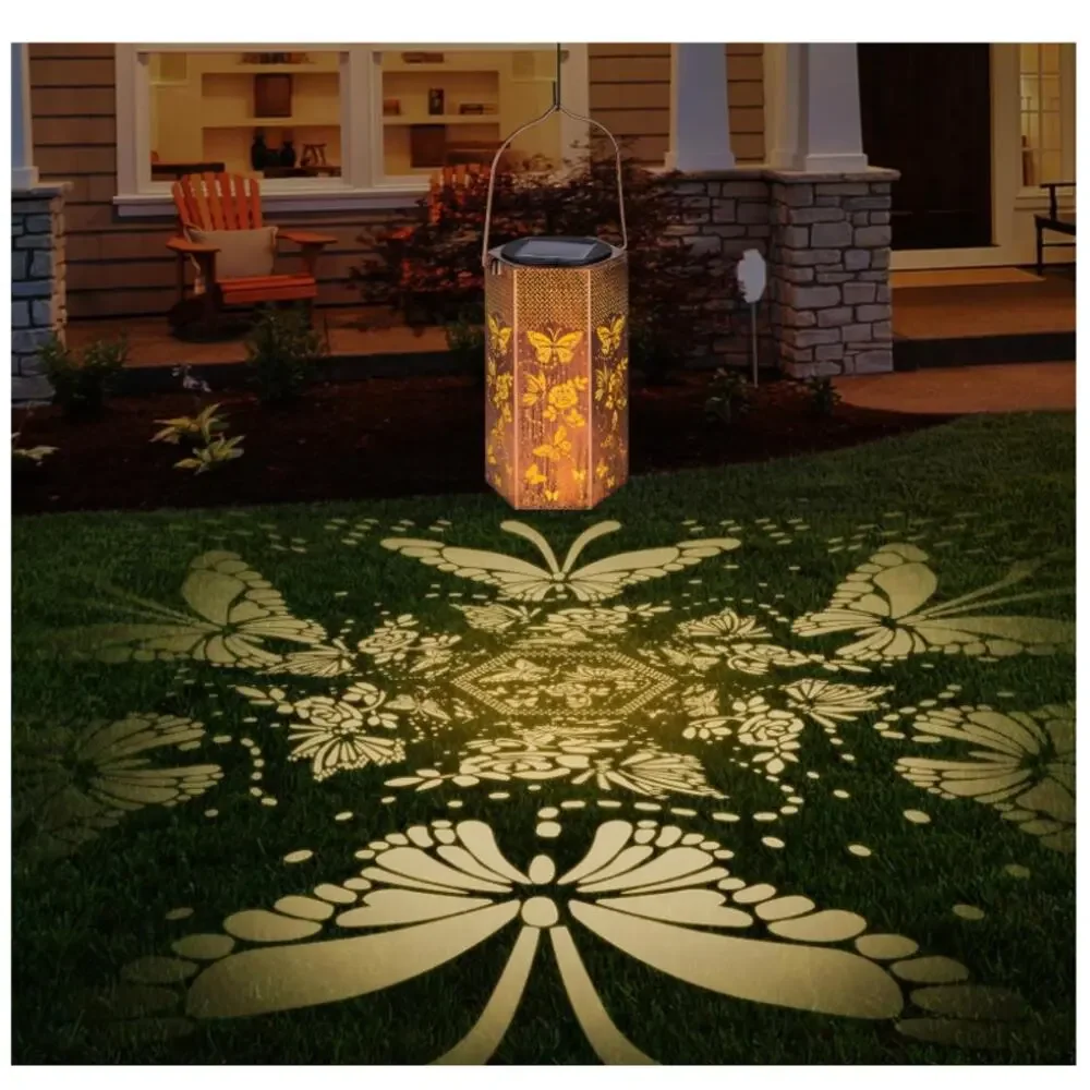 2 Pack Butterfly Solar Lanterns Outdoor Waterproof Hanging